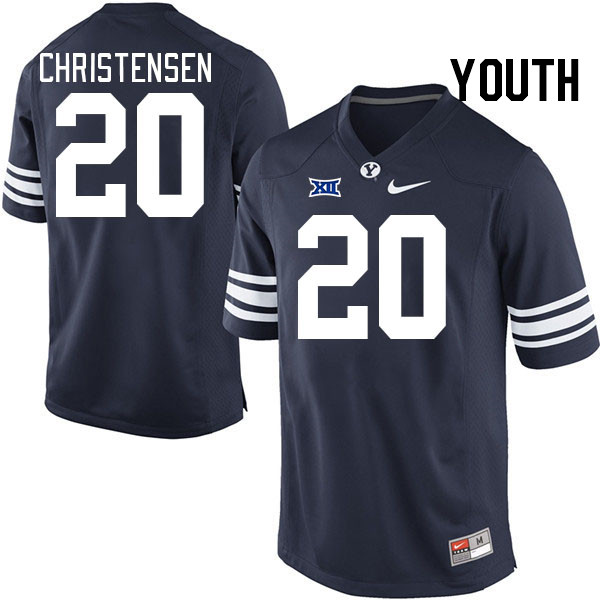 Youth #20 Dane Christensen BYU Cougars College Football Jerseys Stitched Sale-Navy